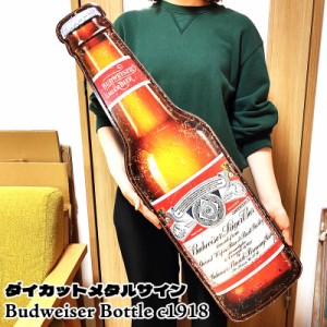 ブリキ看板 ヴィンテージ バドワイザー ビール アンティーク Budweiser Bottle c1918 ロゴ 壁飾り かわいい 正規品