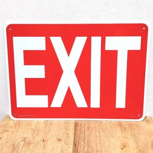 看板 サインボード 出口 EXIT お店 壁飾り プレート ショップ アメリカン 店舗 雑貨 レッド インテリア ディスプレイ