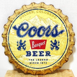 ブリキ看板 クアーズ ボトルキャップ Coors Banquet Weathered ビール アンティーク ロゴ 壁飾り かわいい 正規品 アメリカン 雑貨
