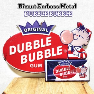 ブリキ看板 ダブルバブル エンボスメタルサイン DUBBLE BUBBLE ガム かわいい アンティーク ロゴ 壁飾り ビンテージ アメリカン 雑貨