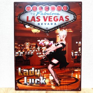 ブリキ看板 セクシー アンティーク Lady Luck ガレージ プレート ビンテージ 壁飾り かわいい アメリカン 雑貨 インテリア