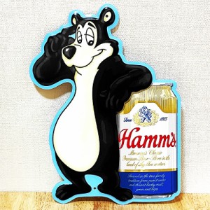ブリキ看板 Hamm’s Bear ハムズベア アメリカン 雑貨 ダイカット エンボスメタルサイン ビール かわいい ビンテージ インテリア