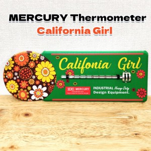 温度計 ブリキ看板 MERCURY サーモメーター G.S. California Girl マーキュリー 花柄 アメリカン レトロ 雑貨 アメリカン
