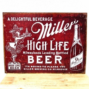 ブリキ看板 Miller Bound to Please メタルサイン ビール Miller HIGH LIFE おしゃれ プレート ミラービール 壁飾り アメリカン お酒