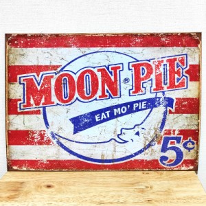 ブリキ看板 アメリカン 雑貨 可愛い Moonpie MOON PIE AMERICA ムーンパイ メタルサイン ガレージ プレート レトロ 可愛い 壁飾り