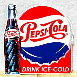 ブリキ看板 ペプシ コーラ ボトルキャップ エンボスメタルサイン PEPSI 瓶 ボトル おしゃれ アメリカン 雑貨 ロゴ 壁飾り かわいい