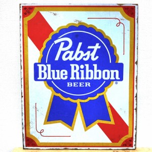 ブリキ看板 パブストブルーリボン メタルサイン Pabst Blue Ribbon ビール ロゴ 壁飾り アメリカン 雑貨 おしゃれ アンティーク ロゴ