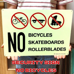 看板 蓄光 アルミ US SECURITY NO BICYCLES セキュリティサイン サインボード 自転車 禁止 壁飾り アメリカン 雑貨
