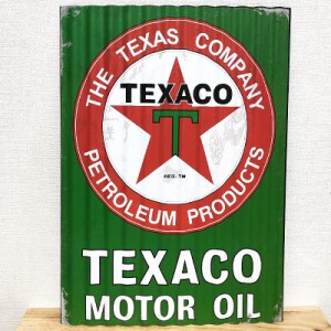 ブリキ看板 TEXACO ロゴ アンティーク メタルサイン ガレージ トタン板 壁飾り かっこいい テキサコ アメリカン
