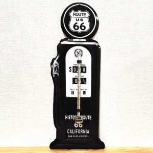 ブリキ看板 温度計 GASPUMP ROUTE66 ガスポンプ サーモメーター アメリカン ルート66 お店 バー アンティーク ガレージ