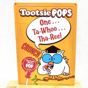 ブリキ看板 エンボスメタルサイン Tootsie POPS お菓子 プレート かわいい トッツィーポップス キャラクター 壁飾り