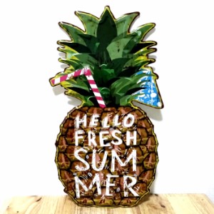 ブリキ看板 ビンテージ Pineapple Summer パイナップル ジュース アンティーク ガレージ プレート 壁飾り アメリカン 雑貨 インテリア お