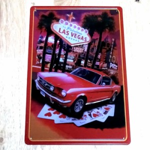 ブリキ看板 ビンテージ LAS VEGAS レトロ 車 ラスベガス アンティーク ガレージ プレート 壁飾り アメリカン 雑貨 インテリア おしゃれ 