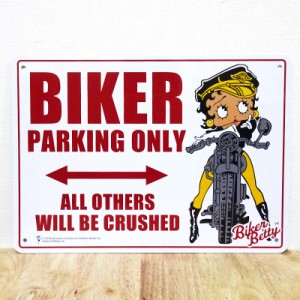 サインボード 看板 可愛い Betty Plastic Sign Board BIKER バイカー専用駐車場 ベティ・ブープ Betty Boop プレート ガレージ 壁飾り