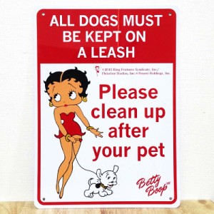 サインボード 看板 可愛い Betty Plastic Sign Board Please Clean Up After Your Pet ベティ・ブープ プレート Betty Boop ガレージ レ