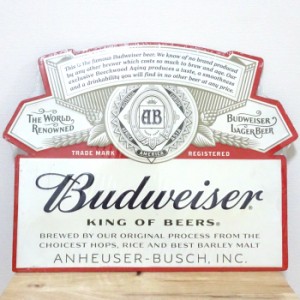 ブリキ看板 BUDWEISER バドワイザー エンボスメタルサイン ガレージ ビール　目立つ プレート 壁飾り 正規ライセンス品 アメリカン 雑貨 