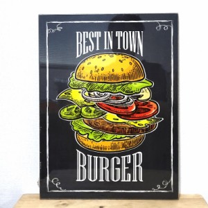 木製 看板 店舗用 BEST IN TOWN BURGER プレート ハンバーガー かわいい アメリカン ウッドボード アンティーク 壁掛け