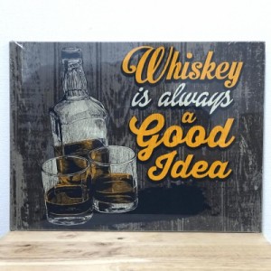 木製 看板 ウッドボード Whiskey is a Good Idea ウイスキー バー 飾り お酒 プレート 店舗 おしゃれ アメリカン アンティーク