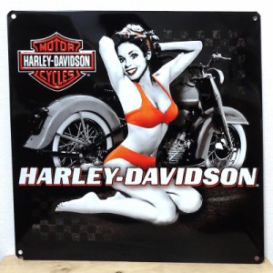ブリキ看板 ハーレーダビッドソン バイク 女性 セクシー FLASH BABE アンティーク ガレージ 壁飾り 正規ライセンス品 アメリカン 雑貨