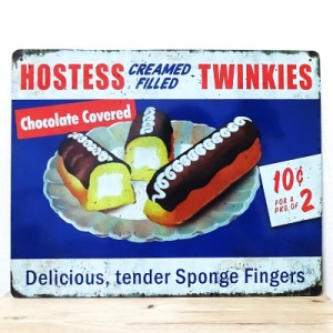 ブリキ看板 Hostess Twinkies プレート メタルサイン かわいい ビンテージ スイーツ アメリカン雑貨 部屋　アンティーク インテリア カフ