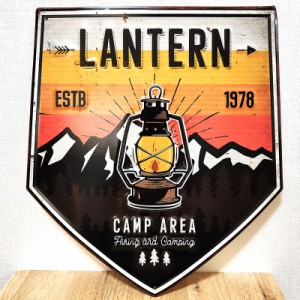 ブリキ看板 LANTERN CAMP AREA アンティーク ランタン アウトドア キャンプ ヴィンテージ ガレージ プレート 壁飾り 可愛い アメリカン 