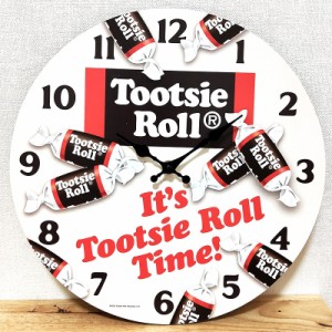 掛時計 Tootsie Roll ウッド クロック お菓子 壁掛け アメリカン 雑貨 アンティーク トッツィーロール かわいい