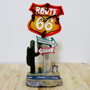 掛時計 Route66 サボテン ビンテージ ルート66 カラフル TABLE CLOCK ”RT66” スタンド アメリカン 雑貨 アンティーク