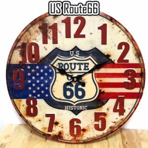 掛時計 US ROUTE66 ビンテージ 鉄製 カラフル 壁掛けルート66 アメリカン 雑貨 ヴィンテージ風 おしゃれ かわいい バー カフェ 部屋