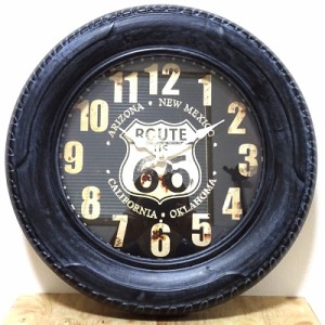 時計 おしゃれ アンティーク 置き時計 ルート66 タイヤ Clock 壁掛け アメリカン 雑貨 Route66 かわいい バー カフェ お店 店舗 可愛い 