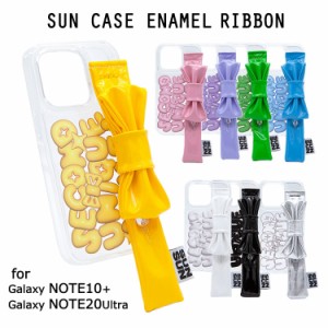 Galaxy NOTE10+ NOTE20Ultra 韓国 ケース NOTE20 Ultra リボン ベルト かわいい 透明 クリア 人気 SUN CASE ENAMEL RIBBON お取り寄せ