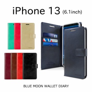 iPhone 13 ケース 韓国 iPhone13 手帳 PUレザー シンプル カード ポケット 収納 手帳型 カバー MERCURY BLUE MOON WALLET DIARY CASE