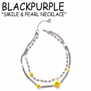 ブラックパープル ネックレス BLACKPURPLE SMILE & PEARL NECKLACE スマイル パール シルバー 韓国アクセサリー HI033N ACC