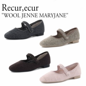 ルクアエクア カンフーシューズ Recur,ecur レディース WOOL JENNE MARYJANE CHARCOAL PURPLE BEIGE PINK 301525259 シューズ