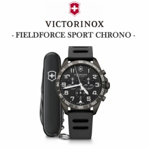 ビクトリノックス セット 腕時計＆ナイフ アナログ 防水 42mm FieldForce Sport Chrono Black Edition VICTORINOX 正規品 241926.1 OTTD