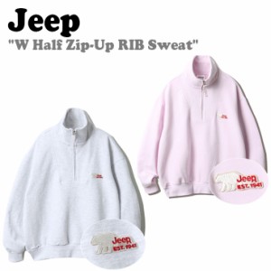 ジープ トレーナー Jeep W Half Zip-Up RIB Sweat ハーフ ジップアップ RIB スウェットシャツ WHITE PINK JN1TSF820LP/MW ウェア