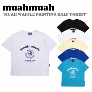 ムアムア Ｔシャツ muahmuah ムーアムーア WAFFLE PRINTING WHITE BLACK LEMON COBALT MELANGE BLUE GREEN MUT21127 ウェア