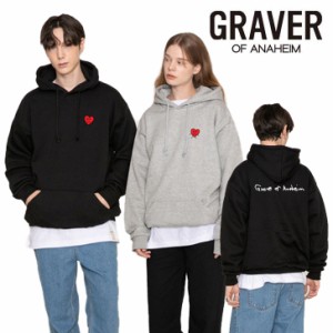 グレーバー パーカ GRAVER 正規販売店 Drawing heart back logo White clip hoodie 全4色 G(W)-HG21-1-IY/NY/GY/BK ウェア