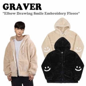 グレーバー フリース GRAVER 正規販売店 Elbow Drawing Smile Embroidery Fleece BLACK BEIGE G(W)-HP(23)-1-BK/BE ウェア