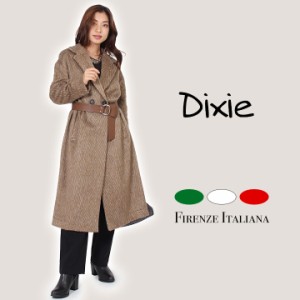 Dixie イタリア製 コート レディース ゆったり ロング チェスターコート Italy 起毛 あったか 軽量 ストレッチ ニット 細見え オーバーサ