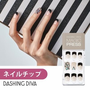 セール中！1秒ネイル【送料無料】DASHING DIVA ダッシングディバ マジックプレス はがして貼るだけ簡単 スクエア型 ●MJP131 黒 ネイルチ