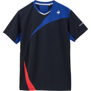 le coq sportif ルコック テニス メンズ 素材切替ゲームシャツ テニス QTMXJA04-NV 半袖