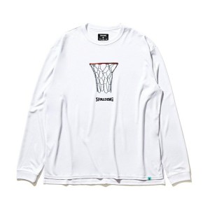 SPALDING スポルディング バスケット ロングスリーブTシャツ 長袖 チェーンフープ SMT22138-WH