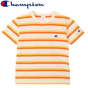 Champion チャンピオン  キッズ ボーダーショートスリーブTシャツ CKZ305-034 ベーシック 春夏 半袖 ジュニア