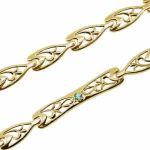 18金 ブレスレット メンズ ゴールド 18k エメラルド 誕生石 5月 ブレス 男性 唐草