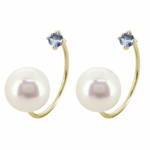 ピアス フック 18k レディース 3月誕生石 アクアマリンサンタマリア パールキャッチ