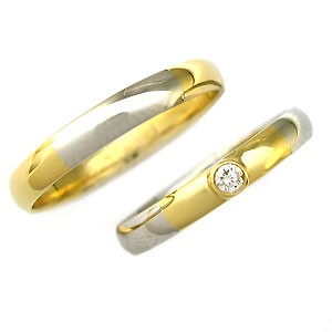 結婚指輪・プラチナ・18金・ダイヤモンド・マリッジ・コンビ・リング