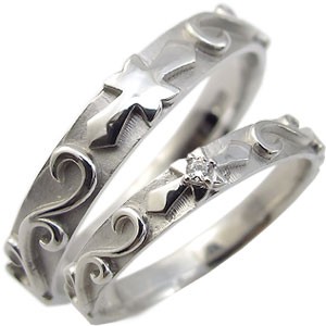 ペアリング・クロス・リング・K10・天然ダイヤモンド・結婚指輪・マリッジリング