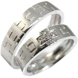 K18・クロス・ダイヤモンド・ペアリング・結婚指輪