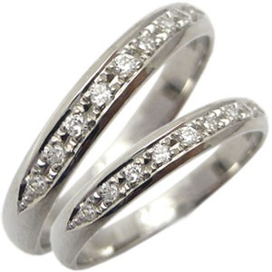 ダイヤモンド・ペアリング・K10・鏡面仕上げ・甲丸・結婚指輪・マリッジリング