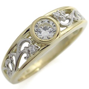 コンビ・エンゲージリング・ダイヤモンド・リング・婚約指輪・0.5ct・18金・爪なし